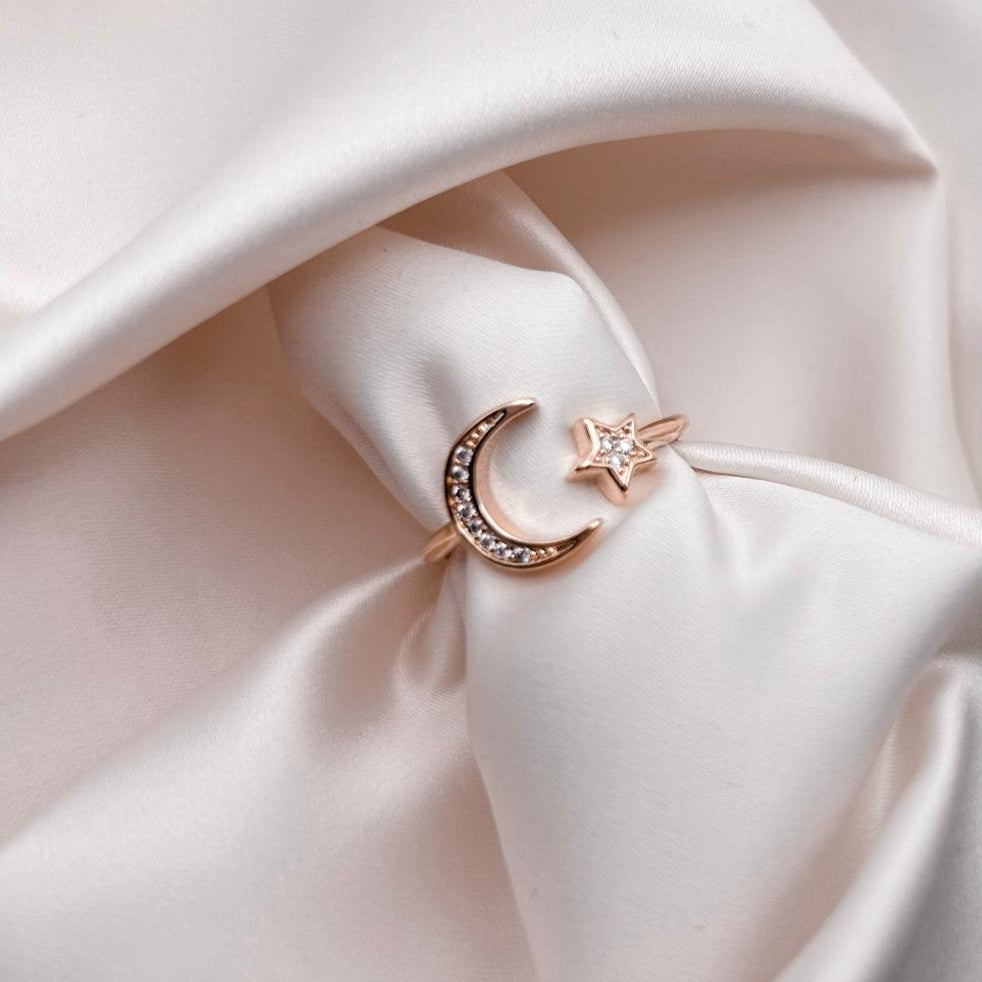 Gold Ring Star & Moon