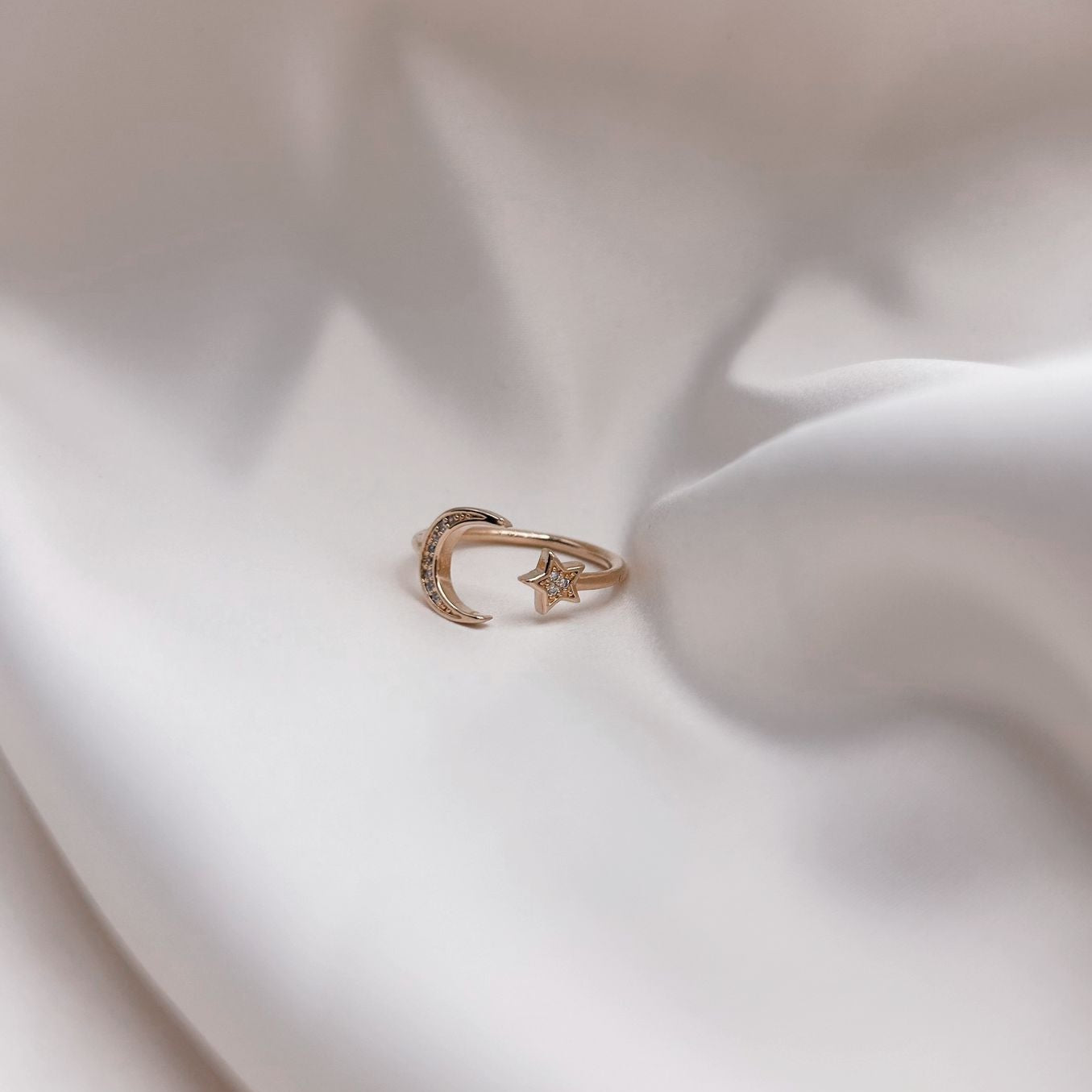 Gold Ring Star & Moon