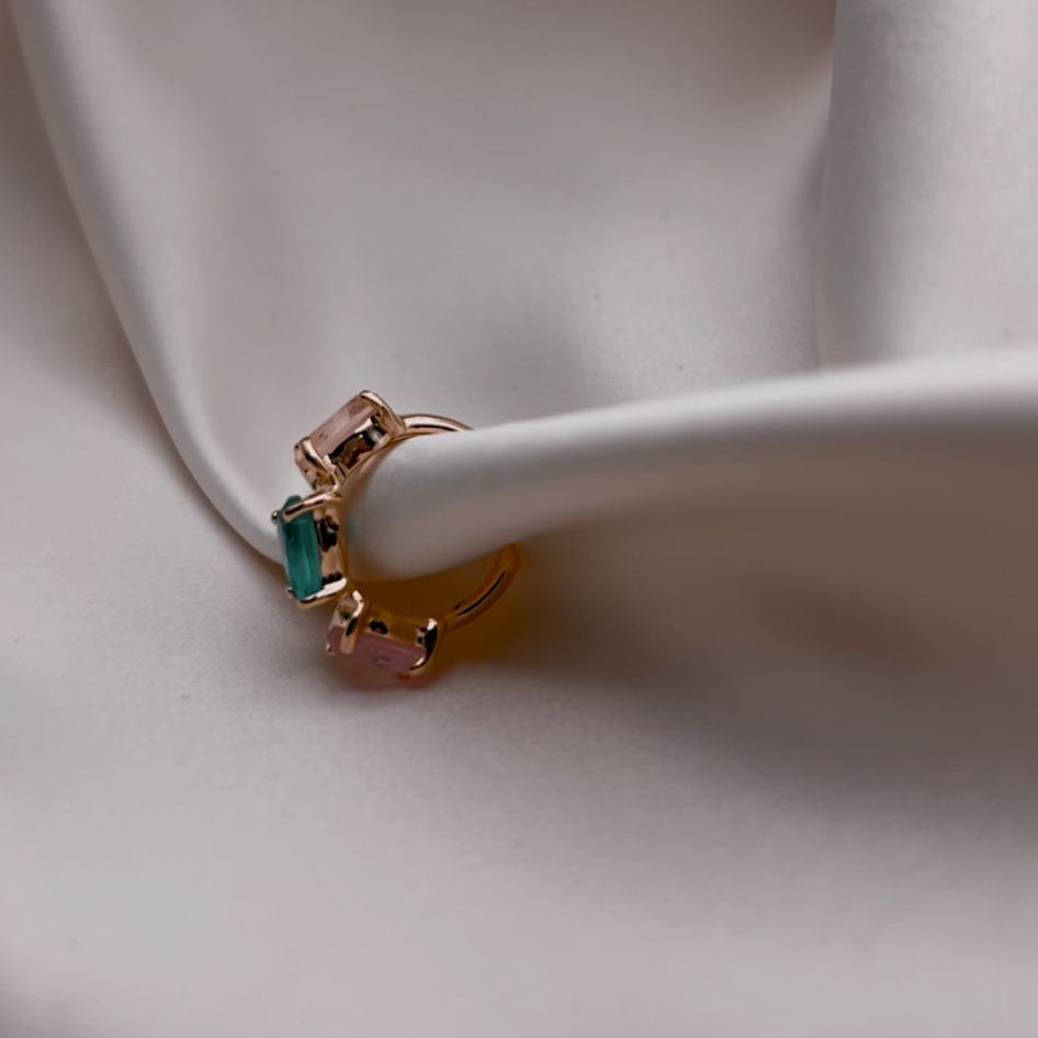 Ear Cuff Oval Zircon Aqua-Rose